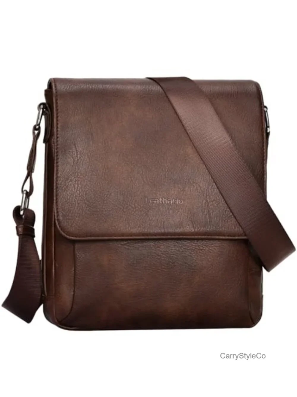 Vegan Leather Mens Crossbody Bag Messenger Tablet Shoulder Purse Travel Work
